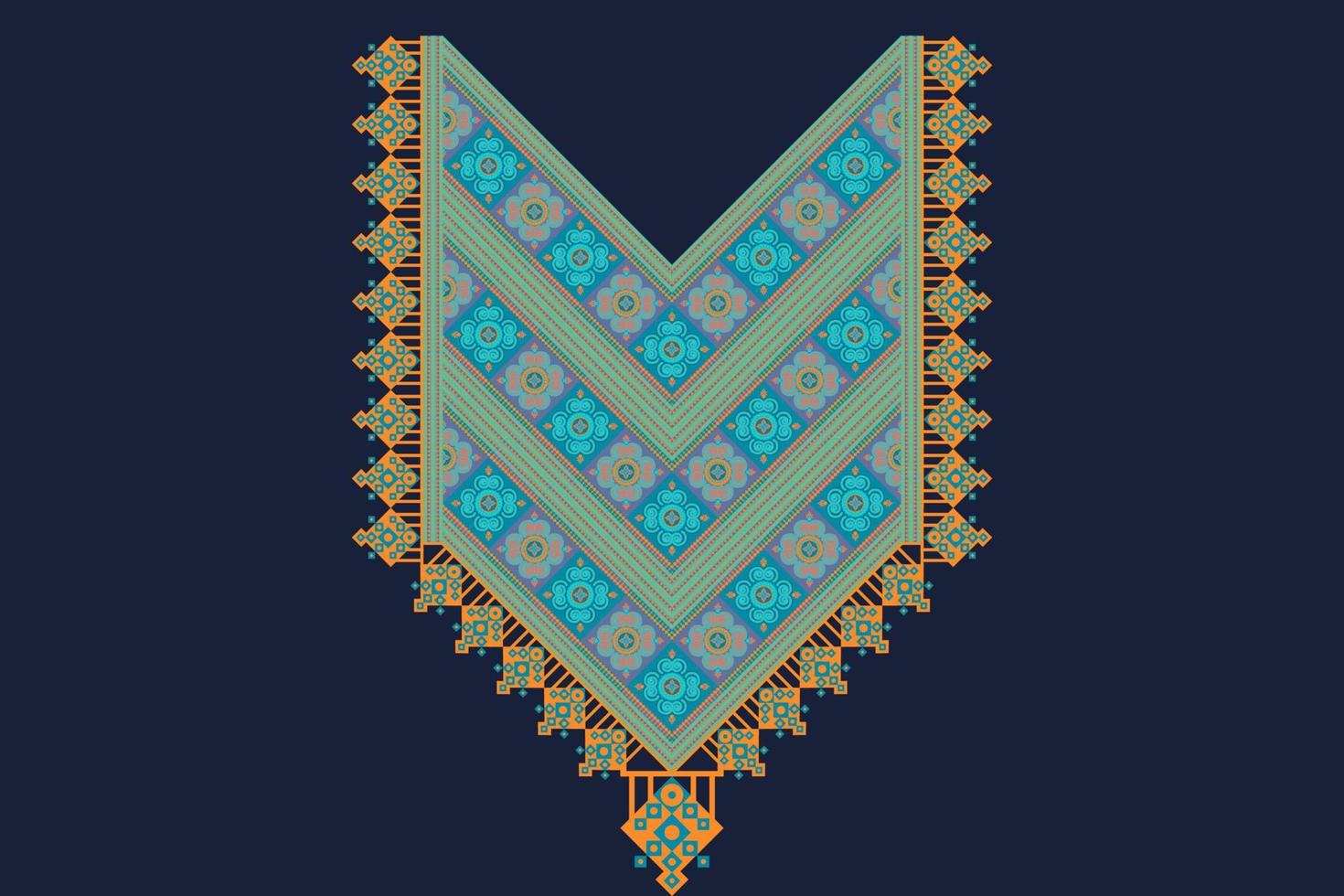 Embroidery vector Tatreez template , Palestinian fashion neck ornament.