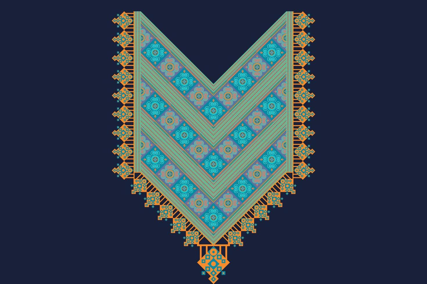 Embroidery vector Tatreez template , Palestinian fashion neck ornament.