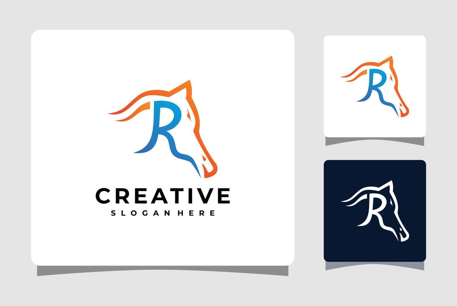 Letter R Horse Logo Template With Business Card Design Inspiration vector