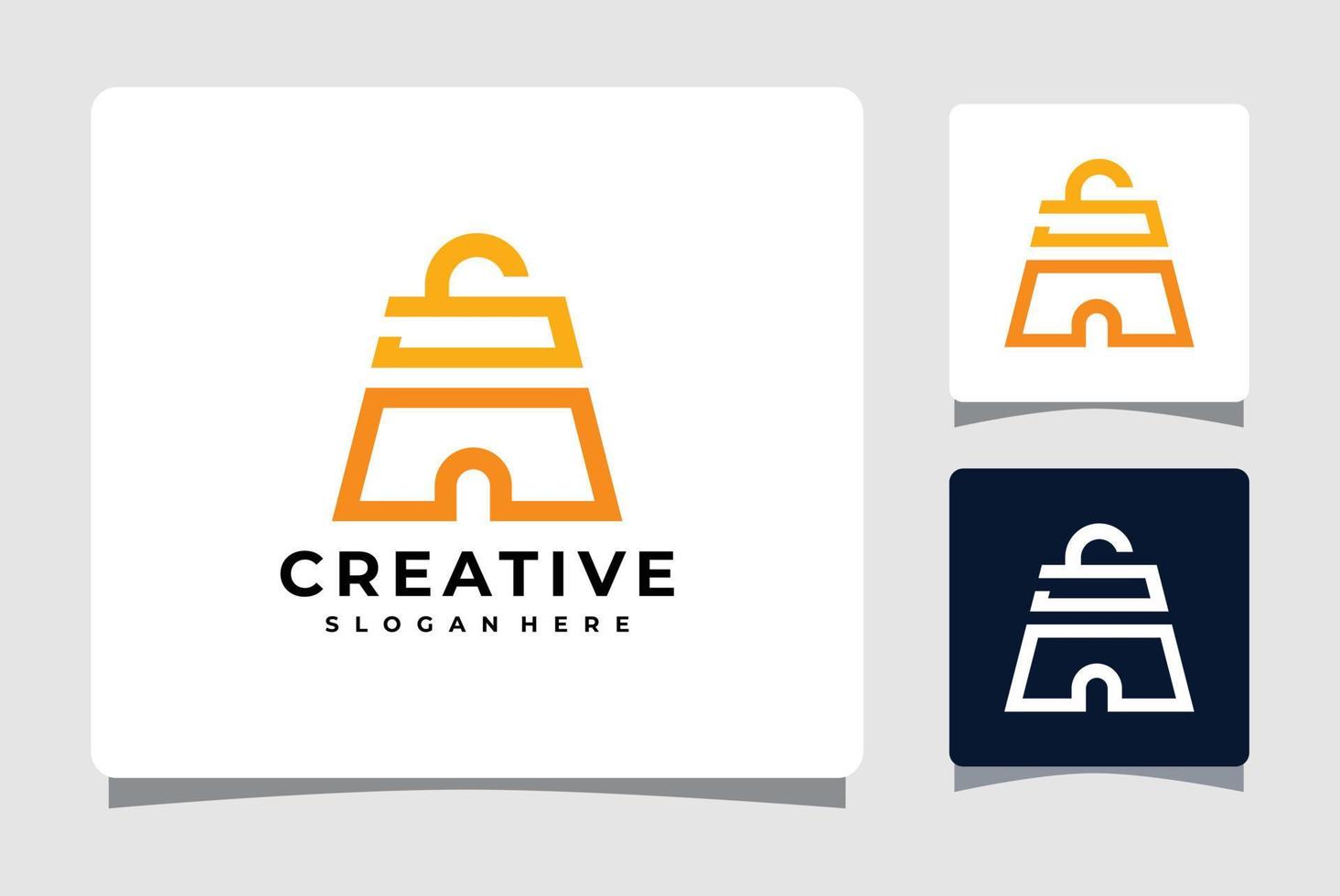 Shopping Bag Logo Template With Business Card Design Inspiration vector