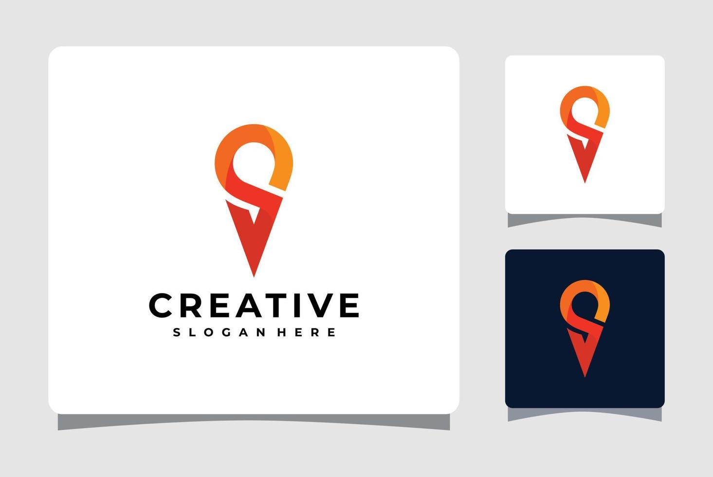 Map Pin Location Logo Template With Business Card Design Inspiration vector