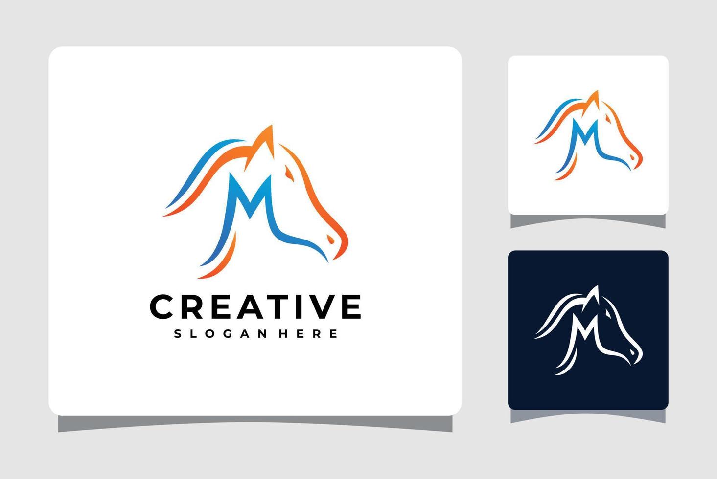 Letter M Horse Logo Template With Business Card Design Inspiration vector