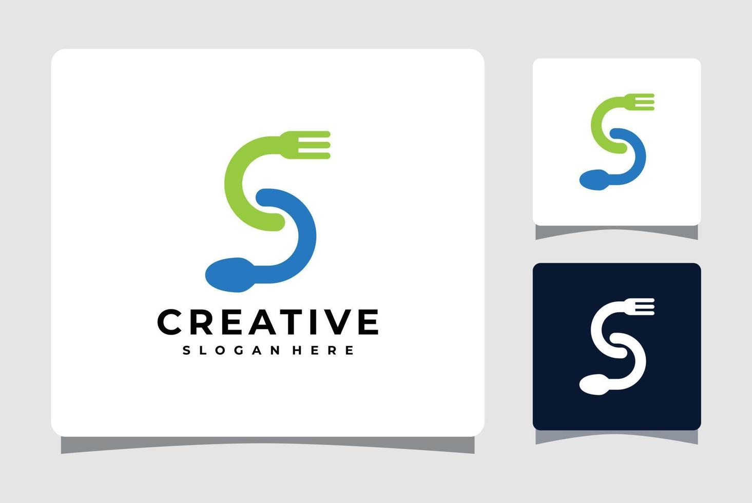 Letter S Spoon And Fork Logo Template With Business Card Design Inspiration vector