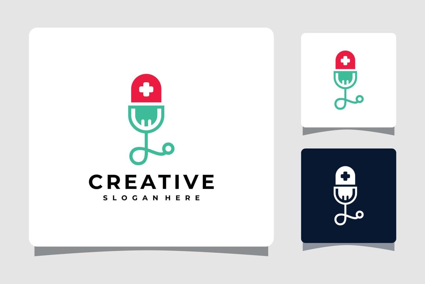 Medical podcast Logo Template With Business Card Design Inspiration vector