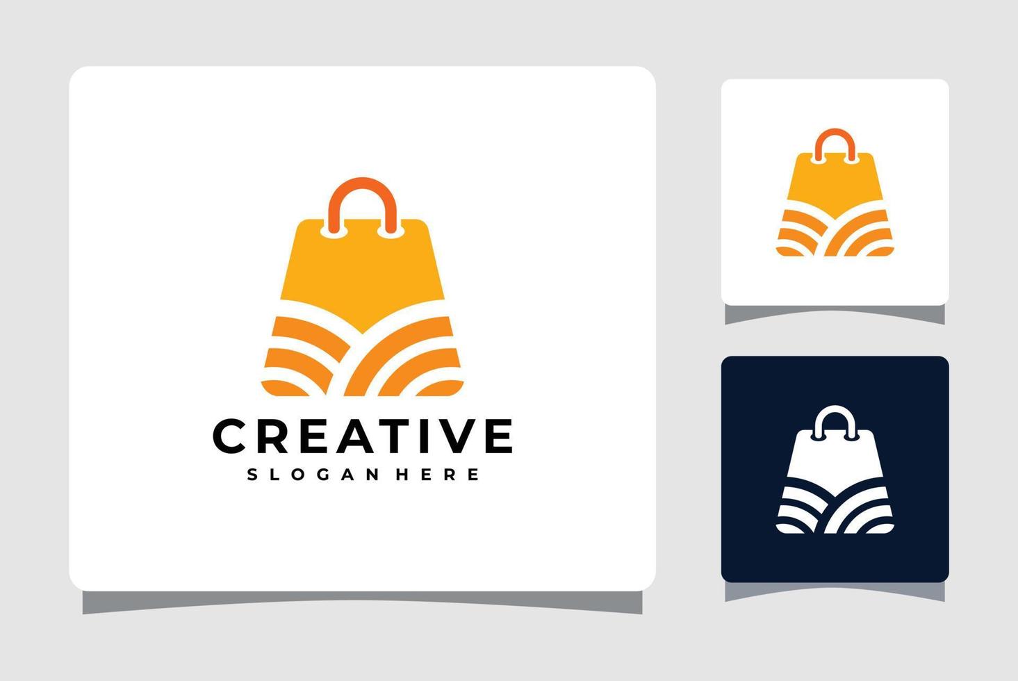 Shopping Bag Logo Template With Business Card Design Inspiration vector