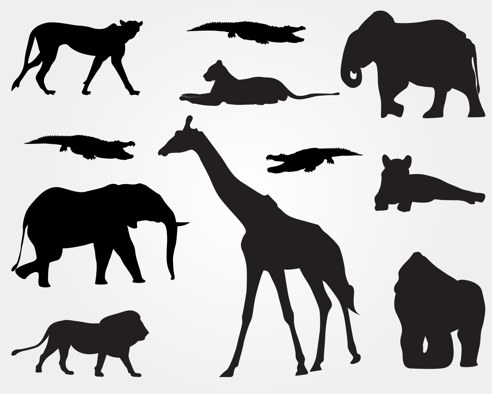Set of a black African Animal silhouette 8346268 Vector Art at Vecteezy