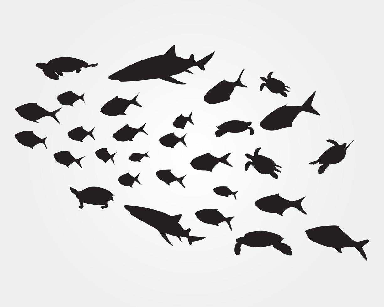 Set of the Fish silhouette vector