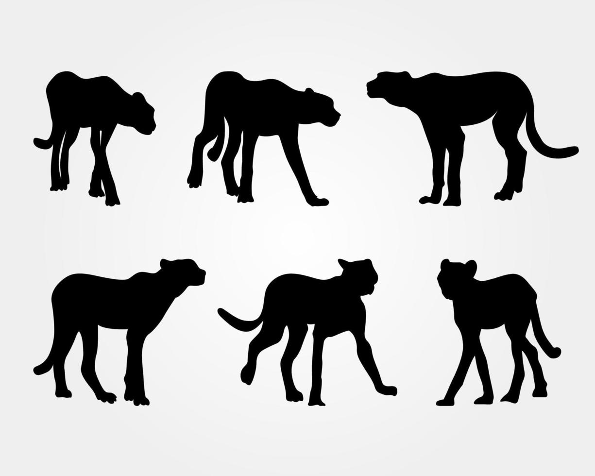 Set of a black cheetah silhouette vector