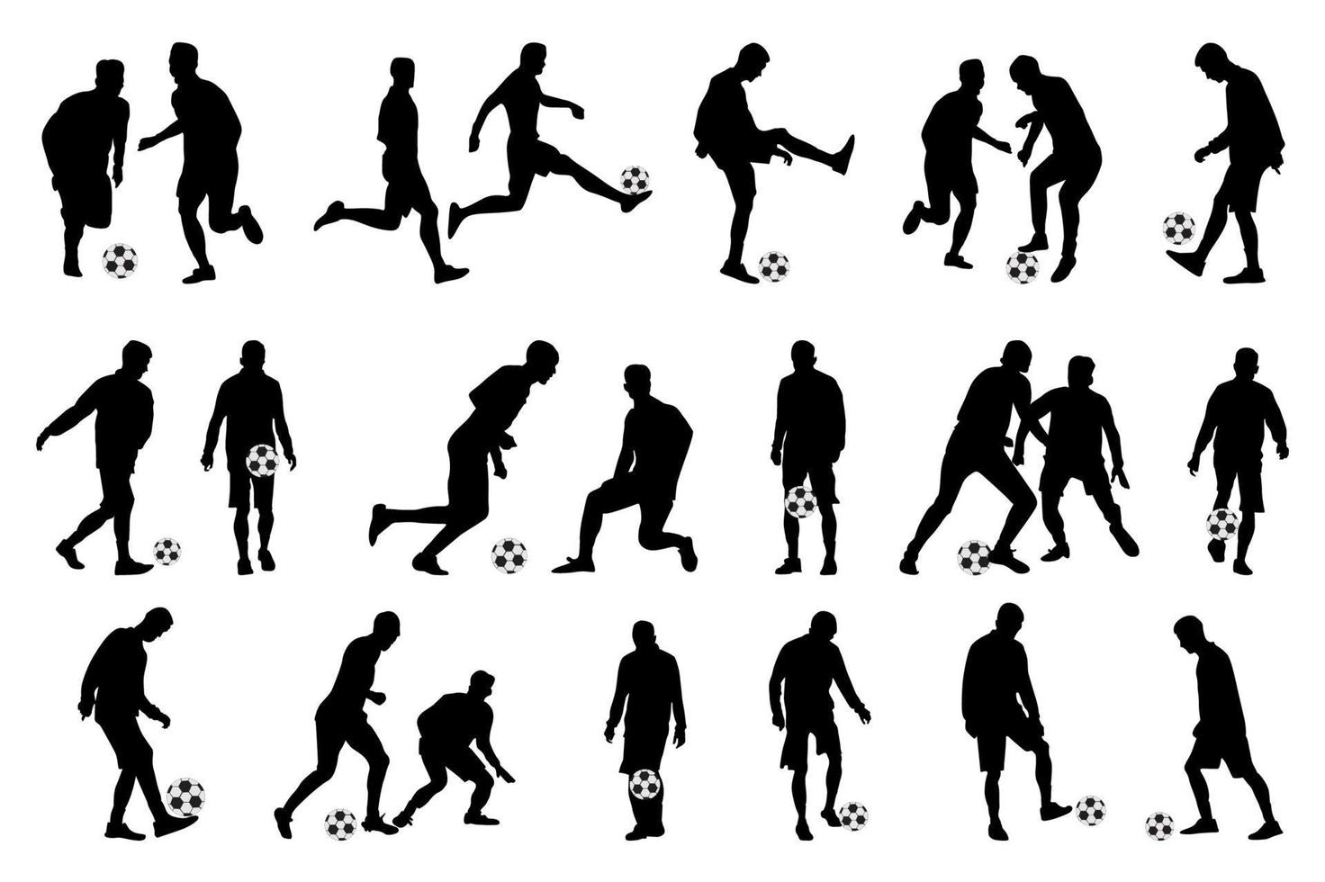 Set of football, soccer players, Football, soccer, players silhouette vector