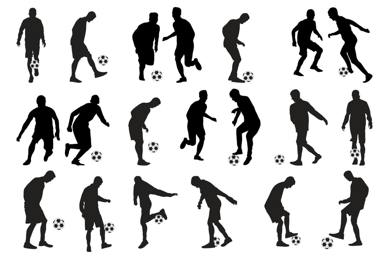 Set of football, soccer players, Football, soccer, players silhouette vector