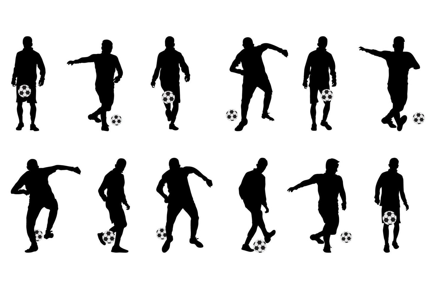 Set of football, soccer players, Football, soccer, players silhouette vector