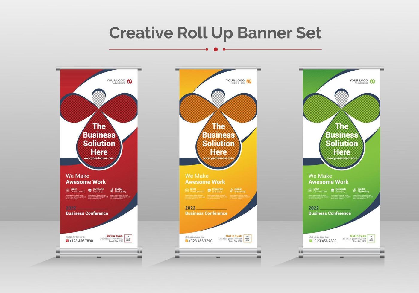 Business roll up display standee for presentation purpose vector