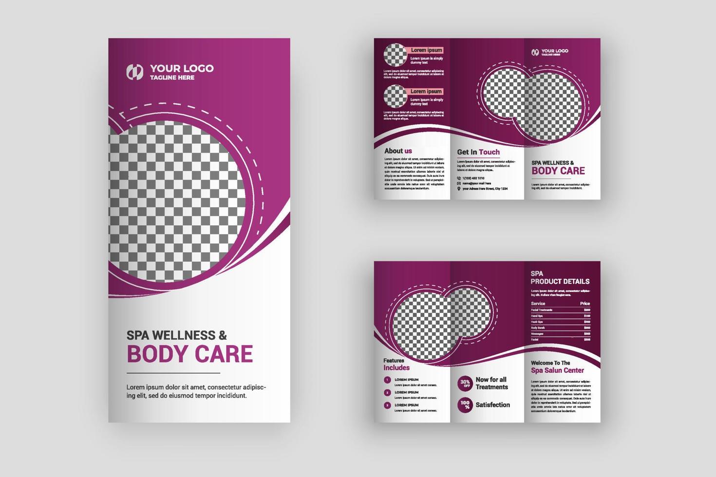 Spa trifold brochure design template vector