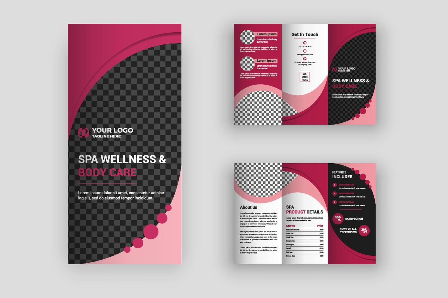 plantilla de diseño de folleto tríptico de spa vector