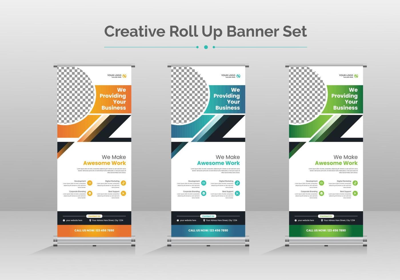 Corporate business roll-up banner design template vector