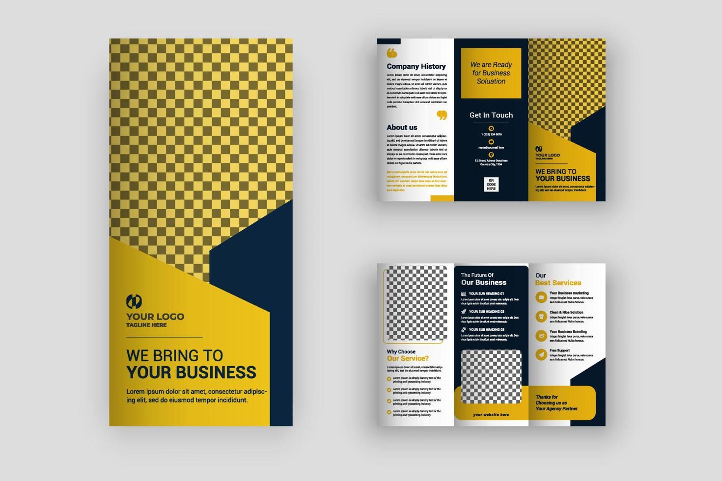 Corporate business trifold brochure template vector