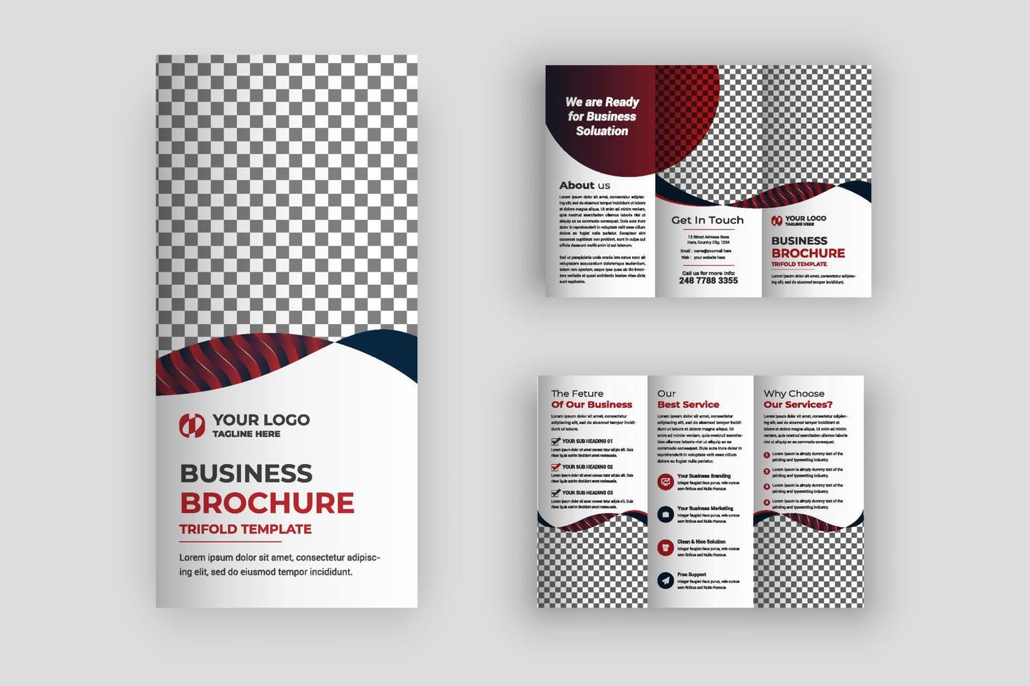 Creative agency trifold brochure design template vector