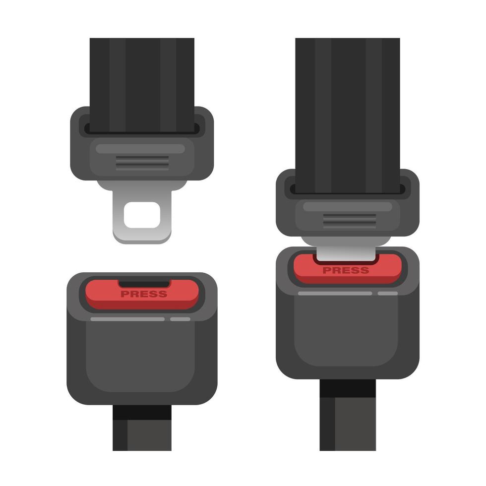 car seat belt lock and unlock symbol instruction set illustration vector