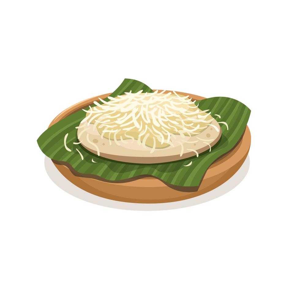 Surabi is indonesian pancake made from rice flour with coconut milk with shredded cheese topping illustration vector