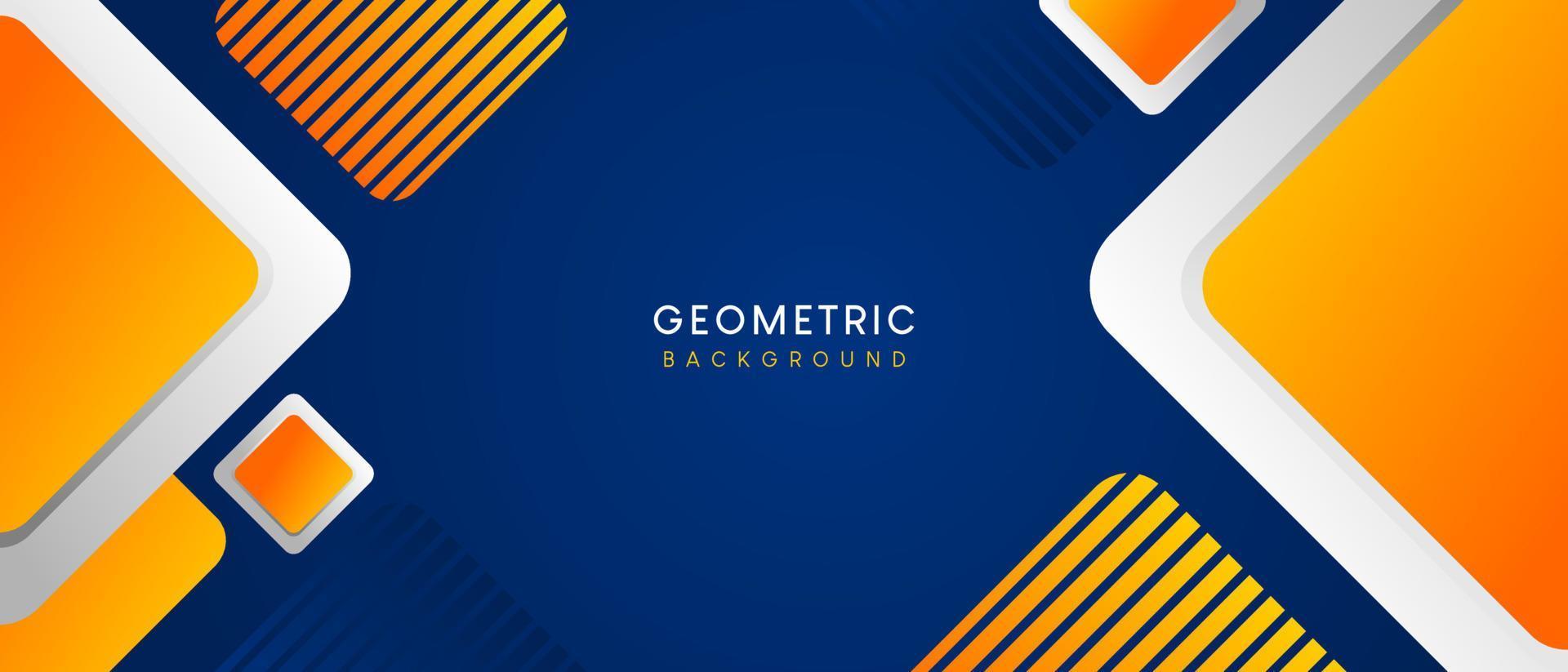 diseño de plantilla web de banner vector de fondo geométrico abstracto azul y naranja plateado