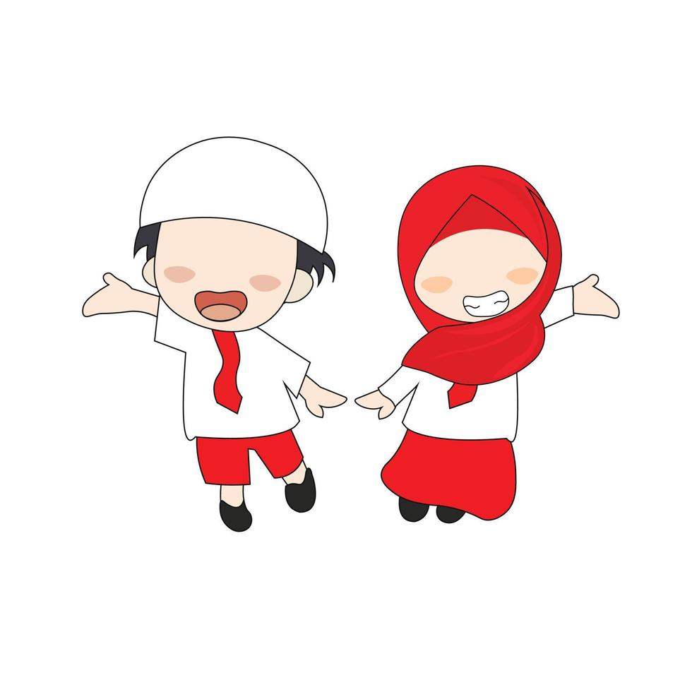 muslim kids elementary school indonesian vector