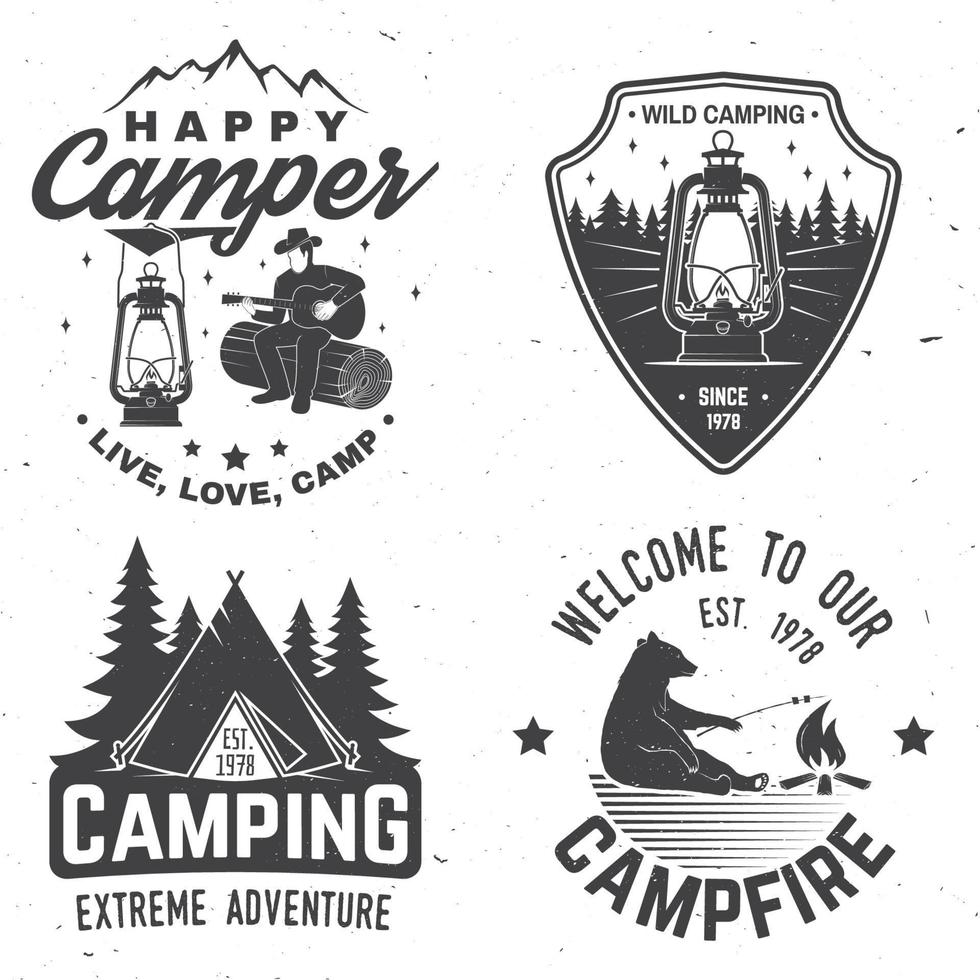 Happy camper. Vector illustration. Concept for shirt or logo, print, stamp or tee.