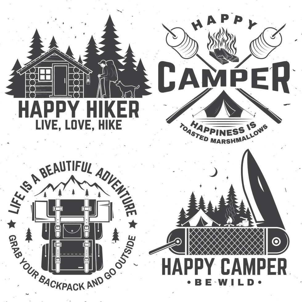 Happy camper. Vector illustration. Concept for shirt or logo, print, stamp or tee.