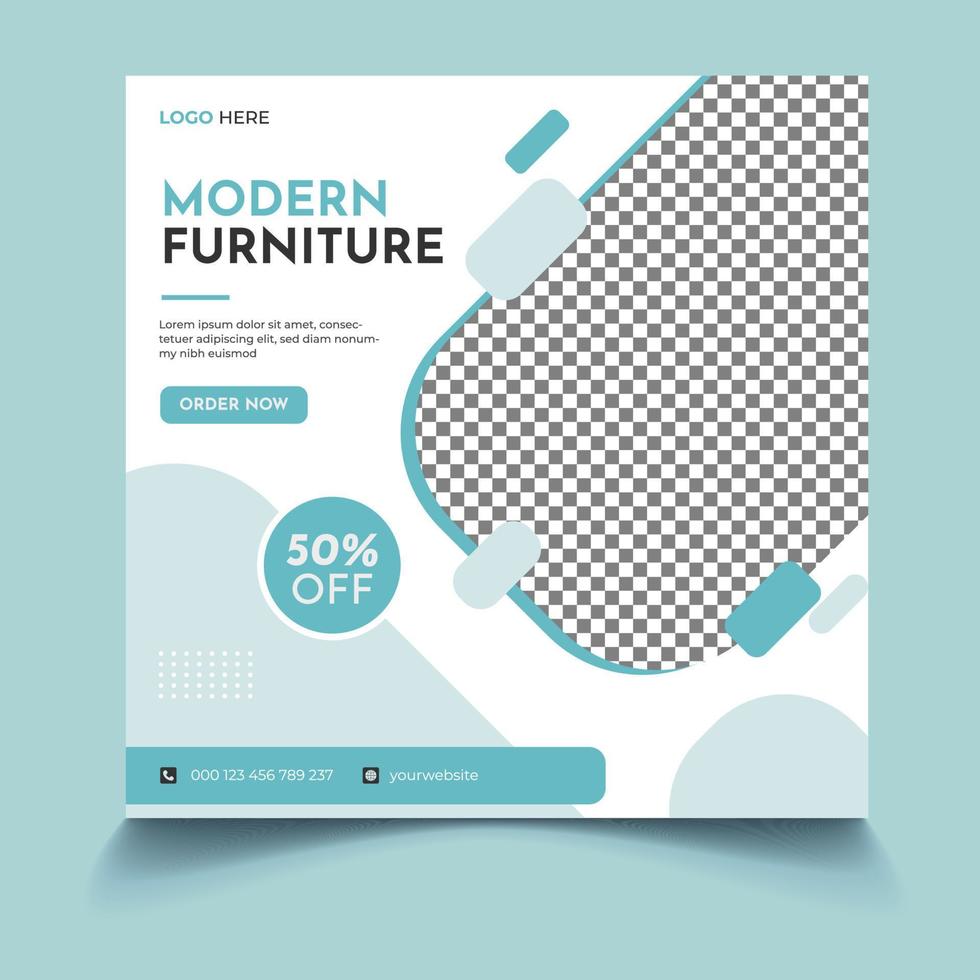 Modern Furniture sale social media post template vector