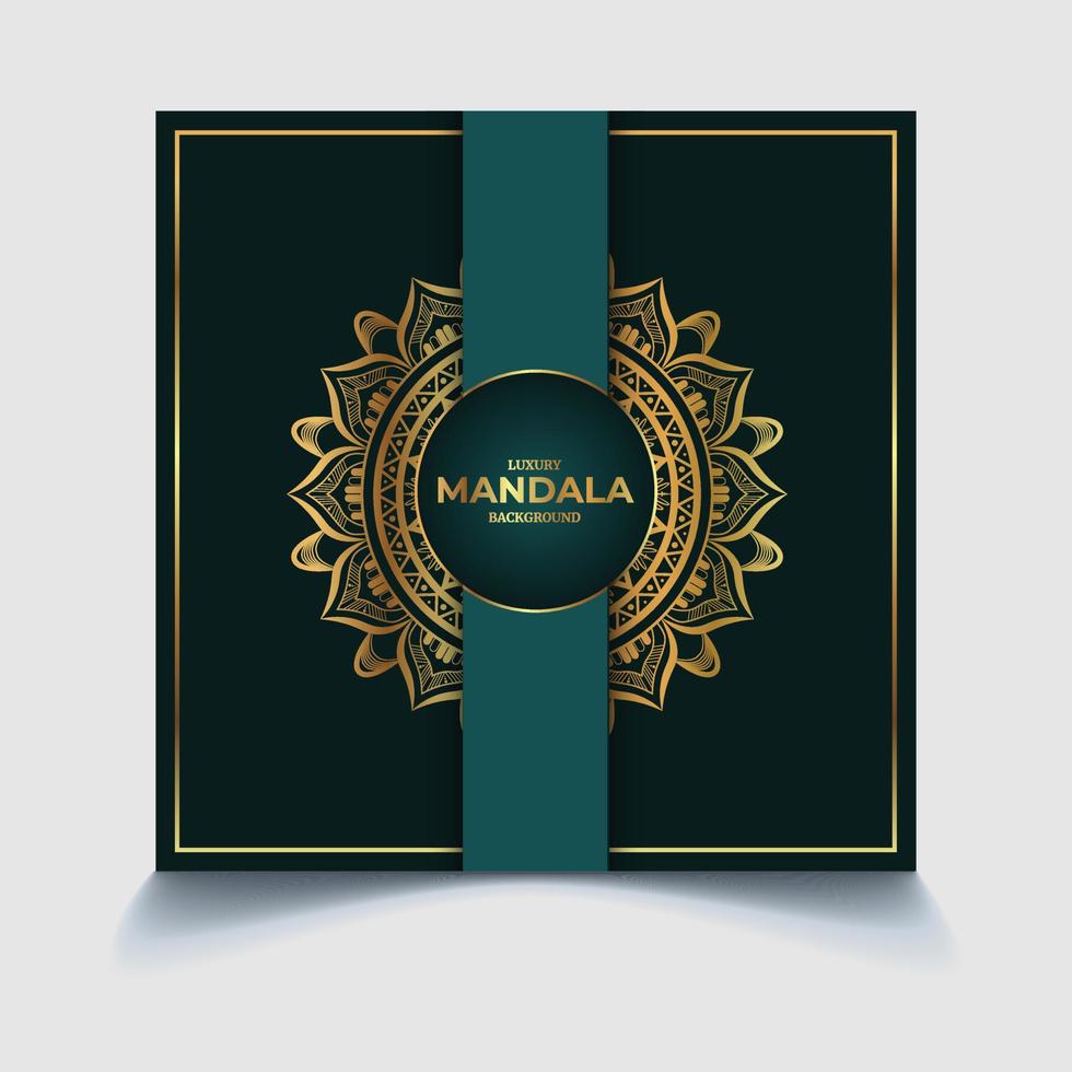 Luxury ornamental mandala design background in gold color vector