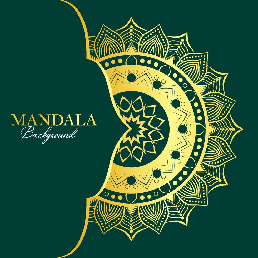 Luxury ornamental mandala design background in gold color vector