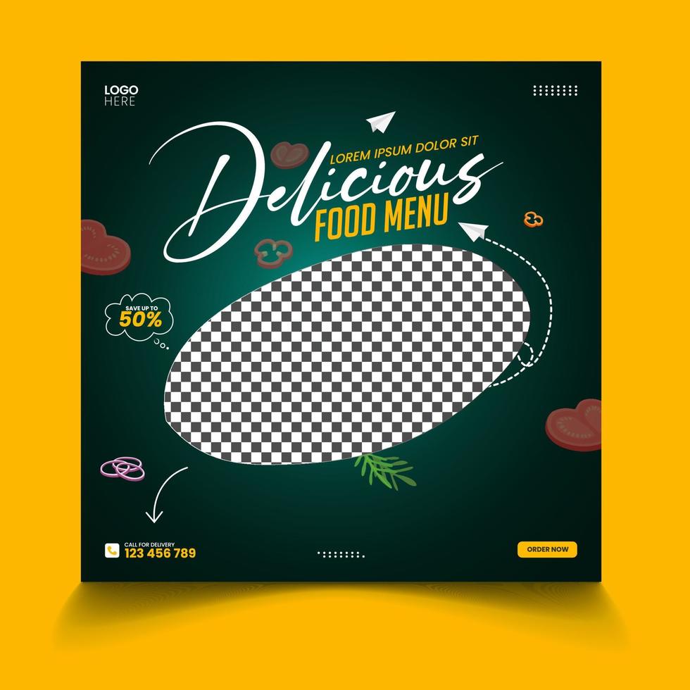 Delicious food menu and restaurant food menu social media banner template or food promotion banner vector