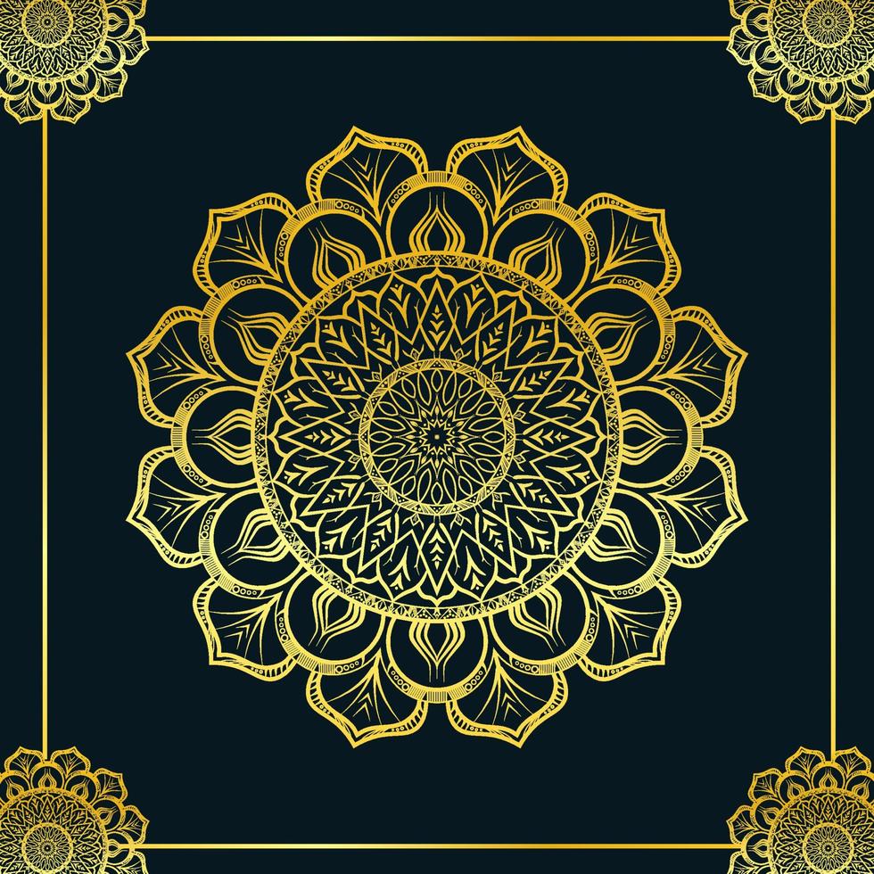 Luxury ornamental mandala design background in gold color vector