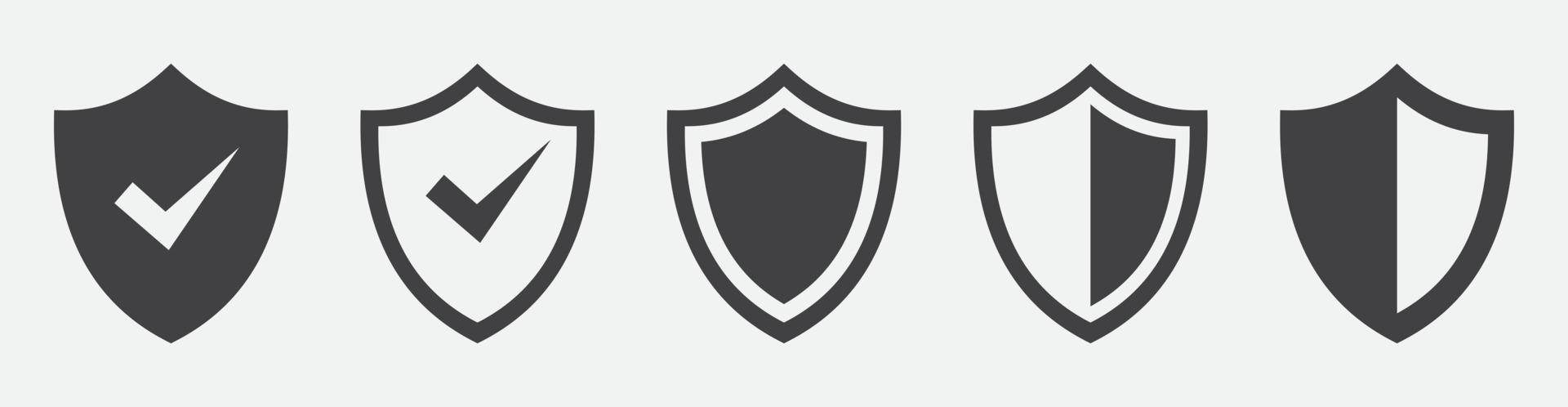 Set of security shield icons isolated on white background. protection, shield, Safety, and defense vector. vector