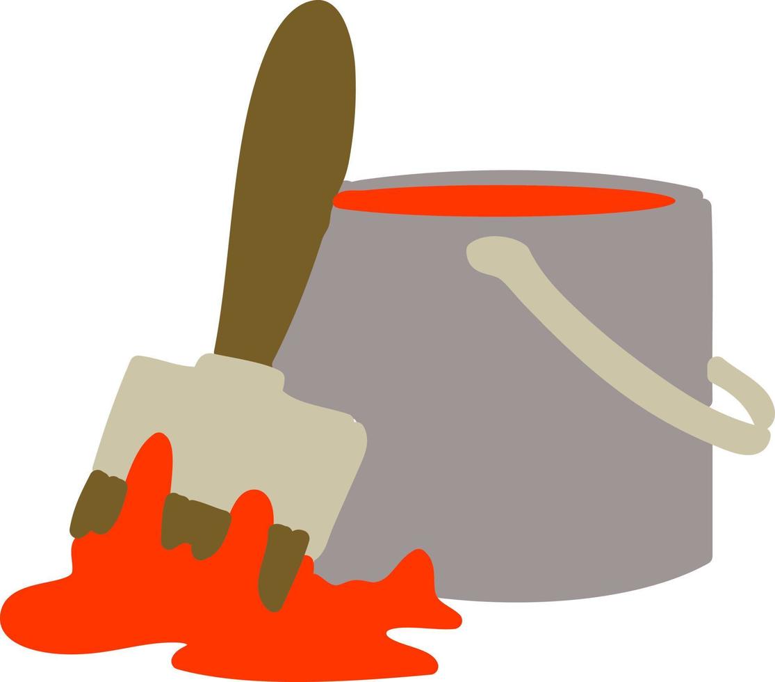 paint can with brush vector