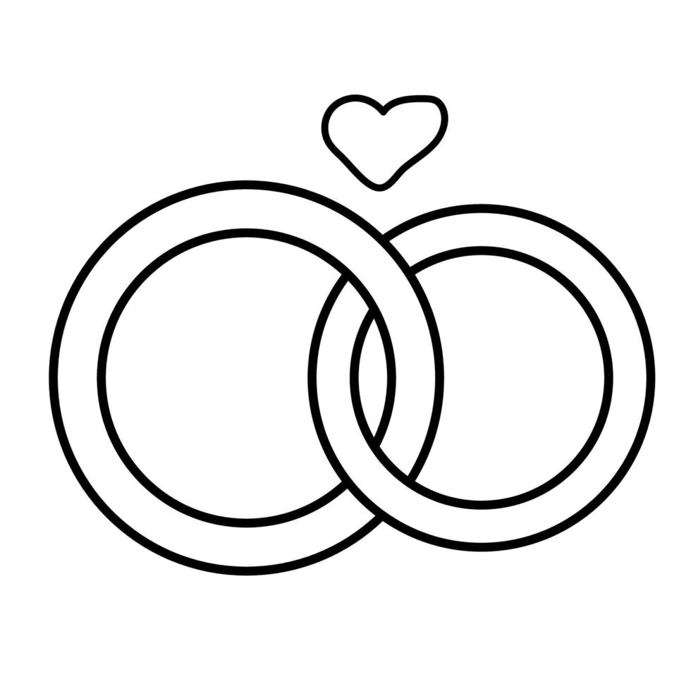 Wedding rings doodle icon. Flat design. Happy couple symbol. 8346815