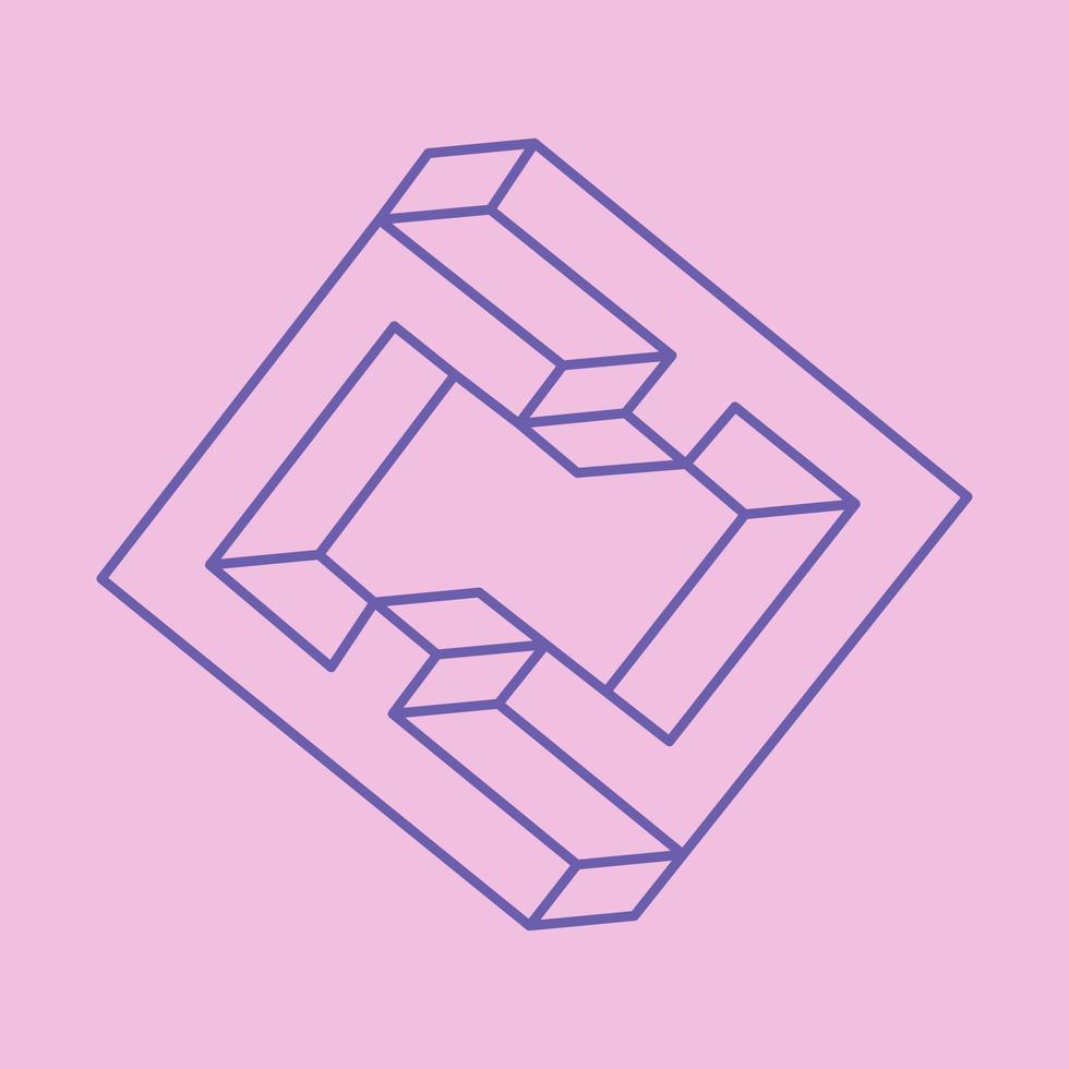 Impossible shapes, optical illusion logo, vector. Optical art objects. Geometric figures. vector