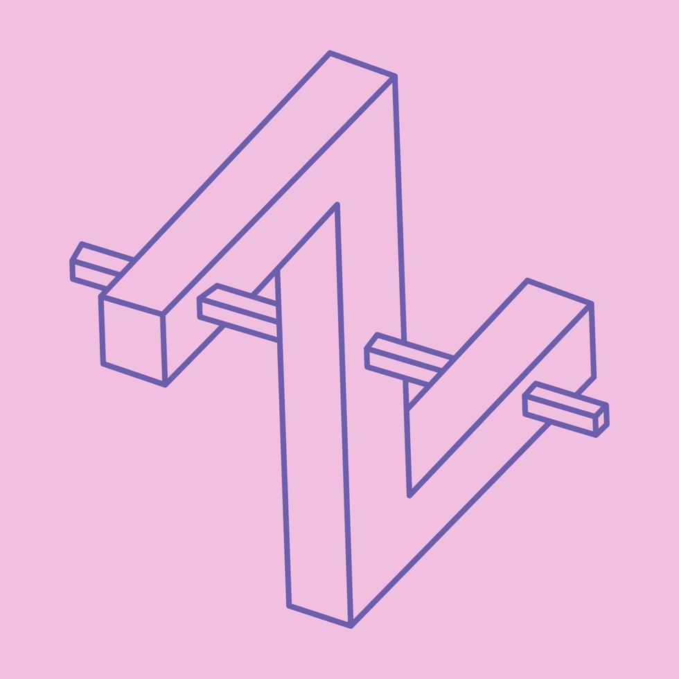 Logo. Impossible shape, optical illusion, vector. Optical art objects. Geometric figures. Line art. Abstract background. vector