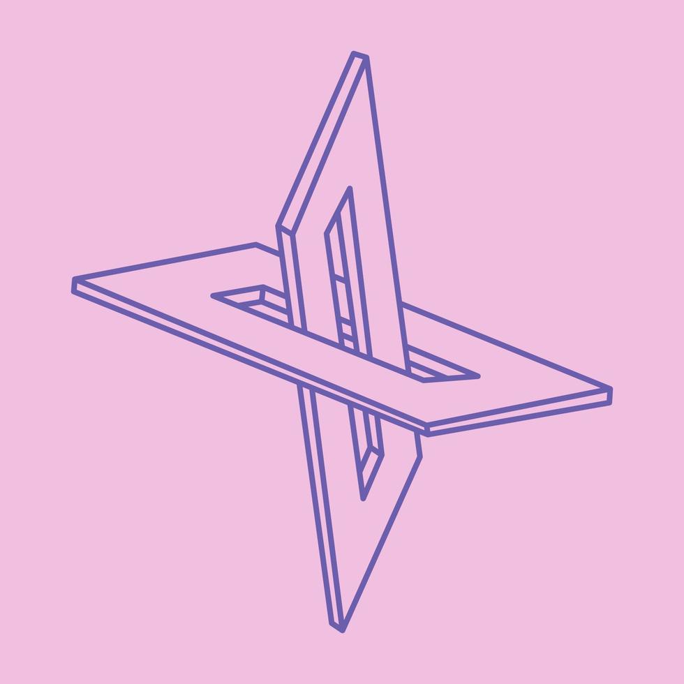 Impossible shape, optical illusion logo, vector. Optical art object. Geometric figure. vector