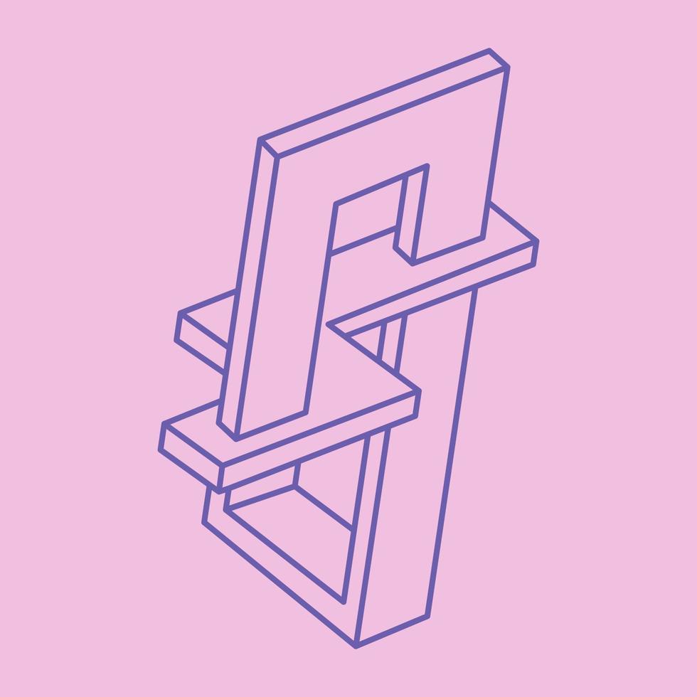 Impossible optical illusion shapes. Logo. Optical art object. Impossible figure. Line art. Unreal geometric objects. vector