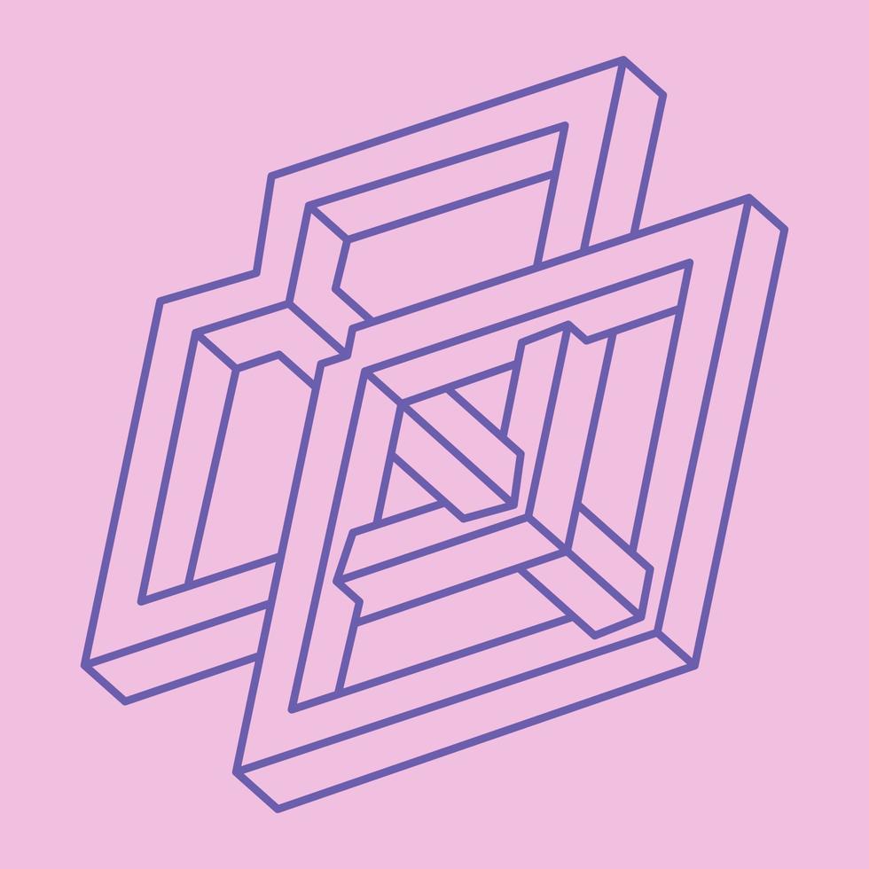Paradox geometry. Logo. Optical illusion object. Sacred geometric figure. Optical art. Impossible shapes. vector