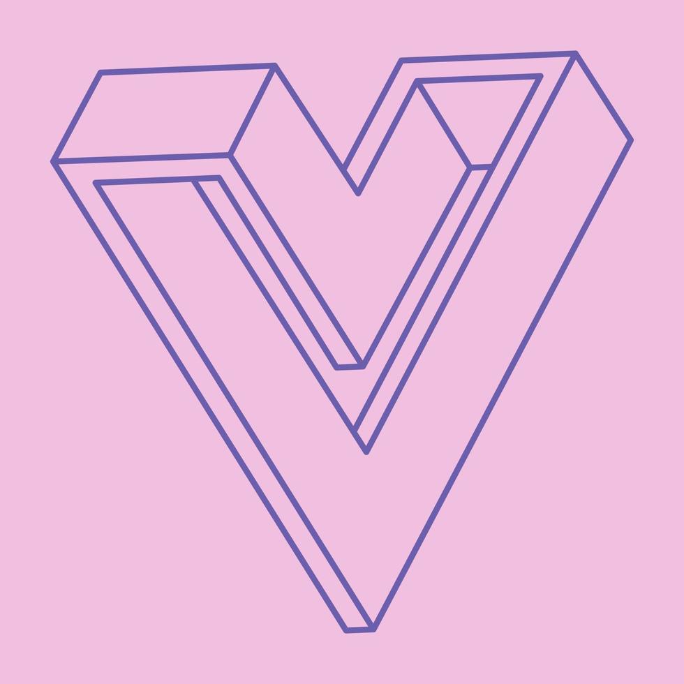 Impossible shapes, optical illusion logo, vector triangle. Optical art objects. Geometric figures. Pattern.