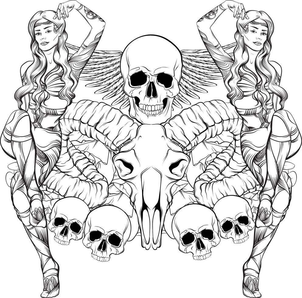 Vector hand drawn  illustration . Creative artwork. Template for card, poster, banner, print for t-shirt, pin, badge, patch.