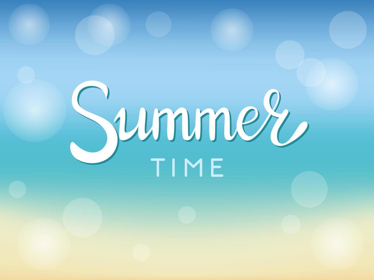 Vector hand drawn text 'summer time'. Isolated white lettering phrase ...