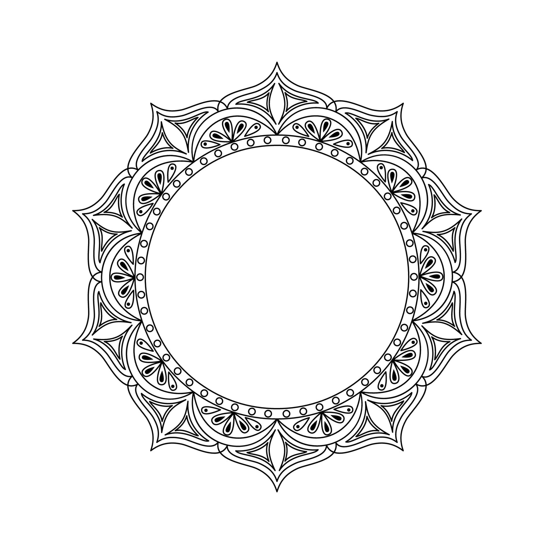 Vector mandala for coloring. Round frame with white space inside