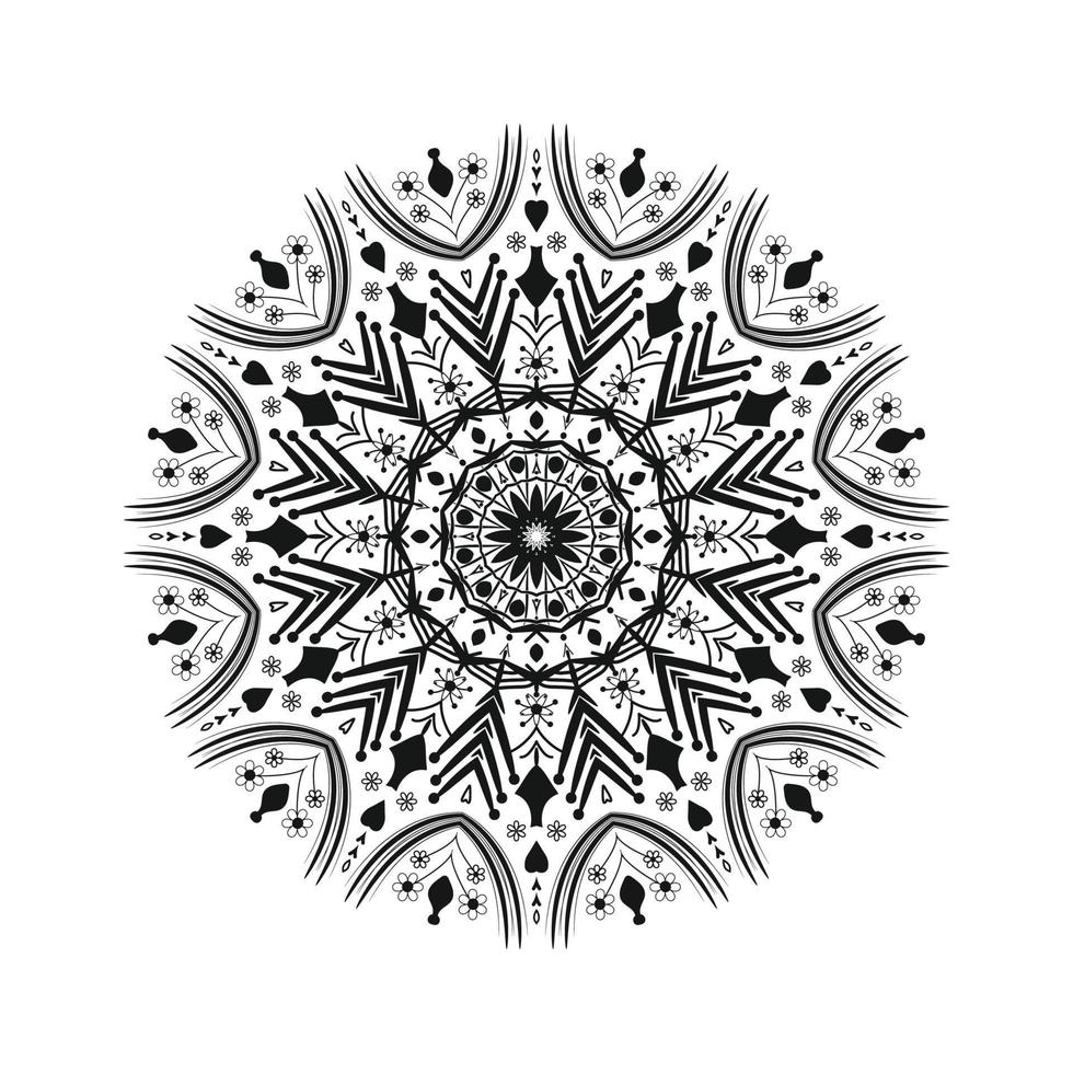 diseño de fondo floral de diseño de mandala ornamental en blanco y blanco vector