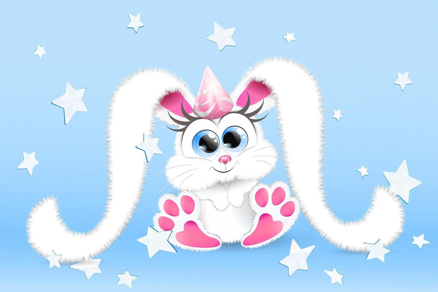 White bunny with birthday cap vector