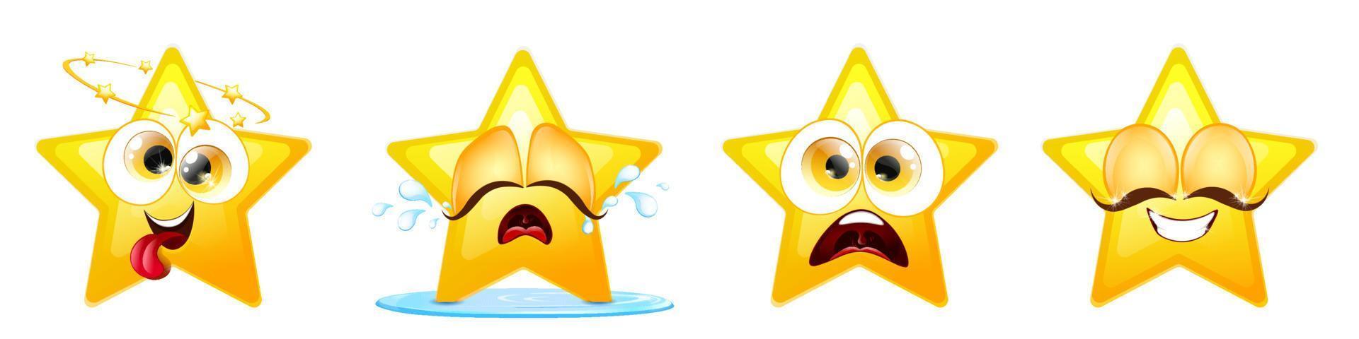 Emoji Stars icon set vector