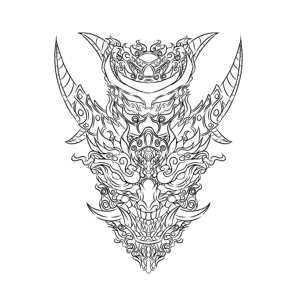 vector oni mask line art illustration 8347848 Vector Art at Vecteezy