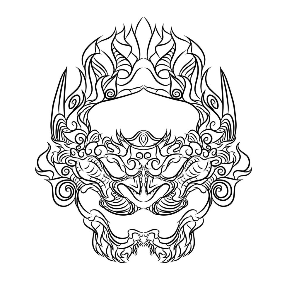 Line art barong tattoo vector