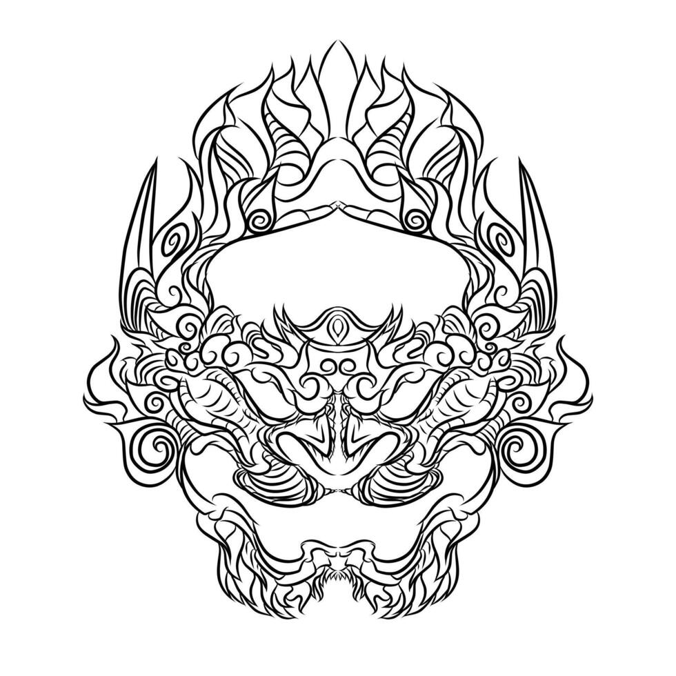 Line art barong tattoo vector